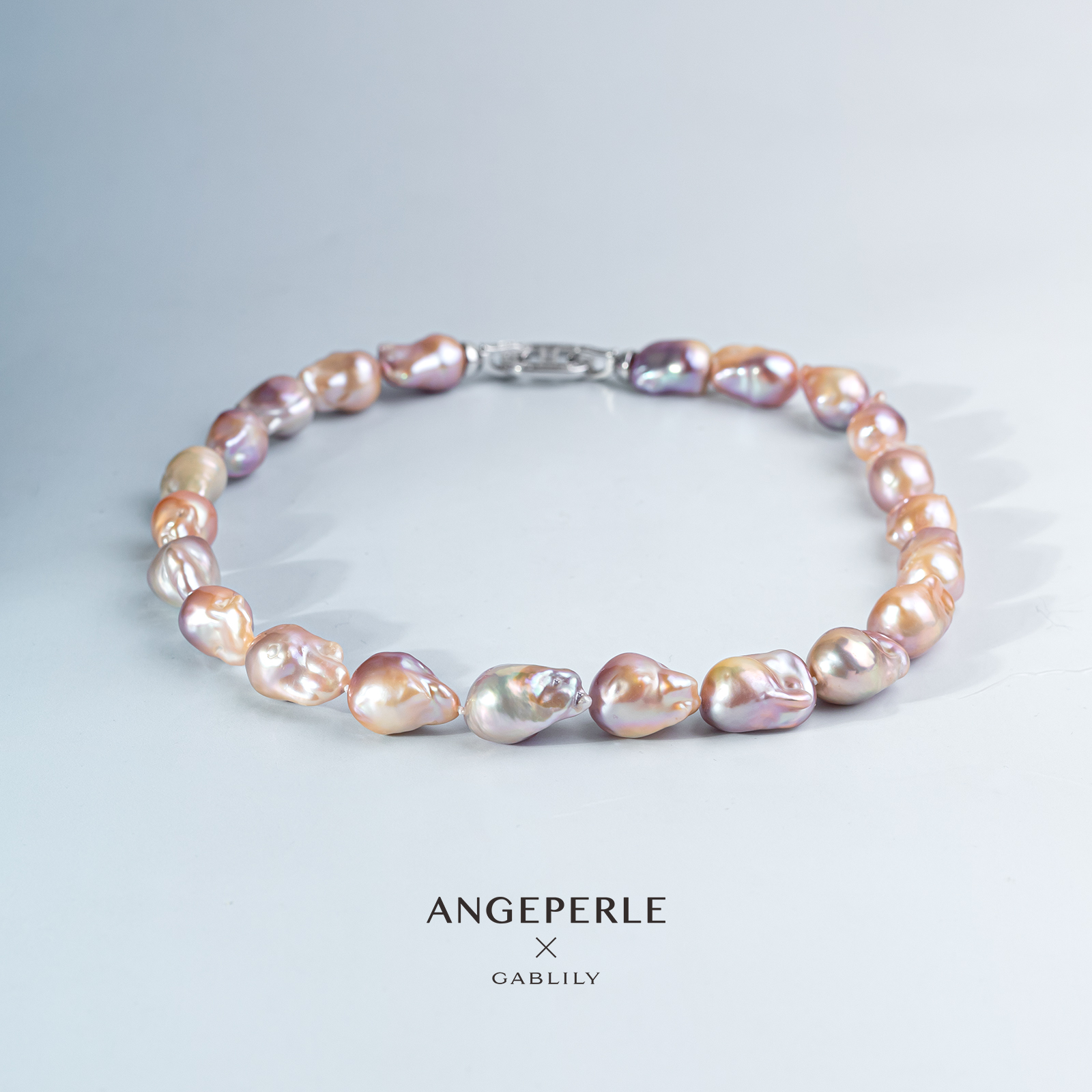 ANGEPERLE/天使之泪淡水珍珠巴洛克彩色项链12-15mm异形时尚潮流
