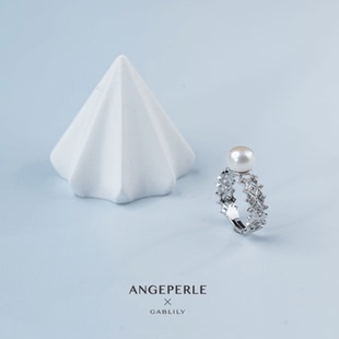 9mm时尚 ANGEPERLE 天使之泪淡水珍珠戒指情侣对戒小巧精致8