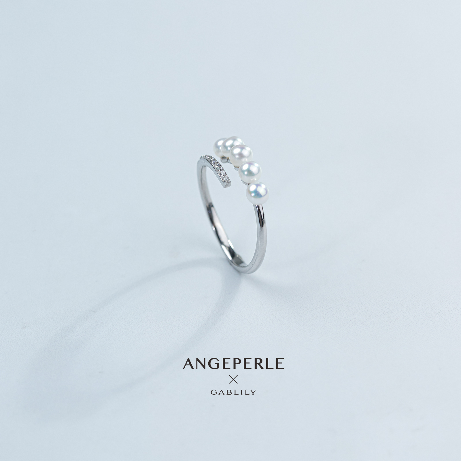 天使之泪淡水珍珠 S925银5珠baby戒指3-4mm 精致【WMSHJ】