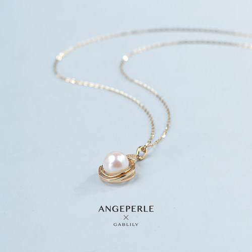 ANGEPERLE/天使之泪海水珍珠akoya吊坠S925银镀金-送银链8-9mm