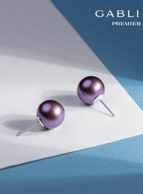 ANGEPERLE/天使之泪淡水珍珠紫珠耳饰龙珠点位S925银12-13mm