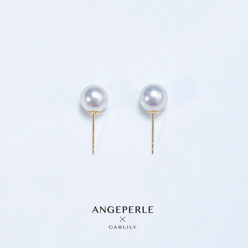 【邹叫授专属】天使之泪海水Akoya珍珠18K金针耳钉7-8mm百搭 时尚