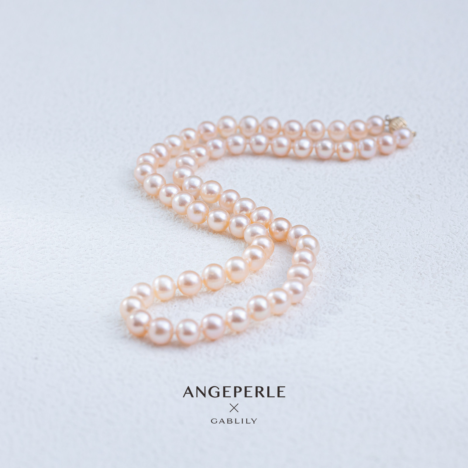 ANGEPERLE/天使之泪淡水珍珠（柔和桃）14K金珍珠项链6.5-7.5mm