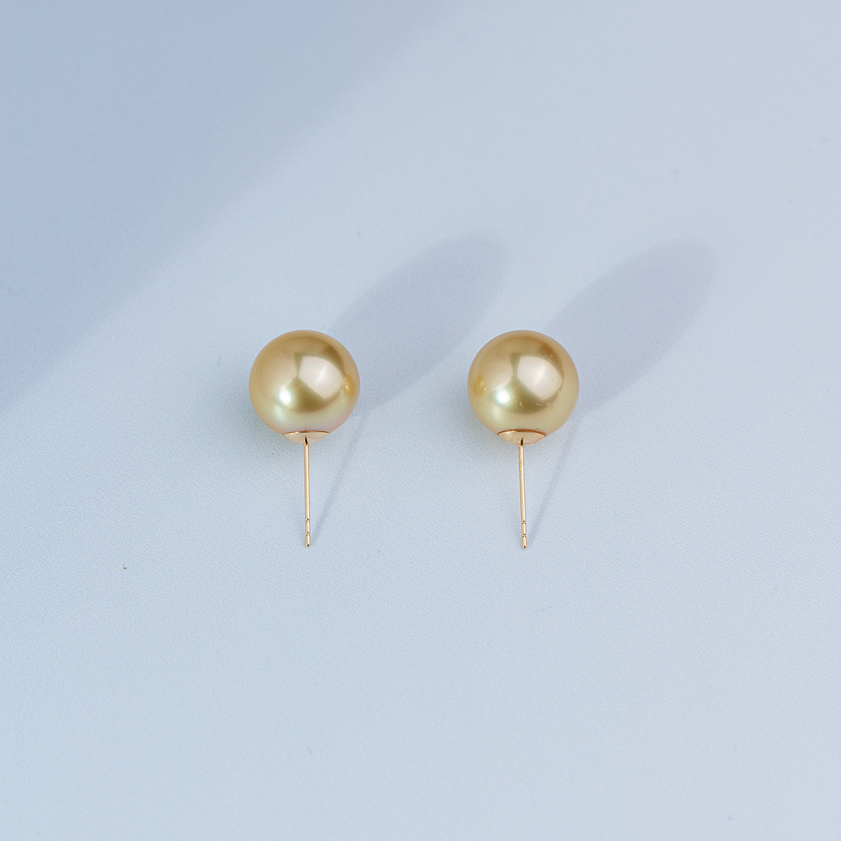 ANGEPERLE/天使之泪海水珍珠金珠耳钉高级轻奢耳饰18K金11-12mm