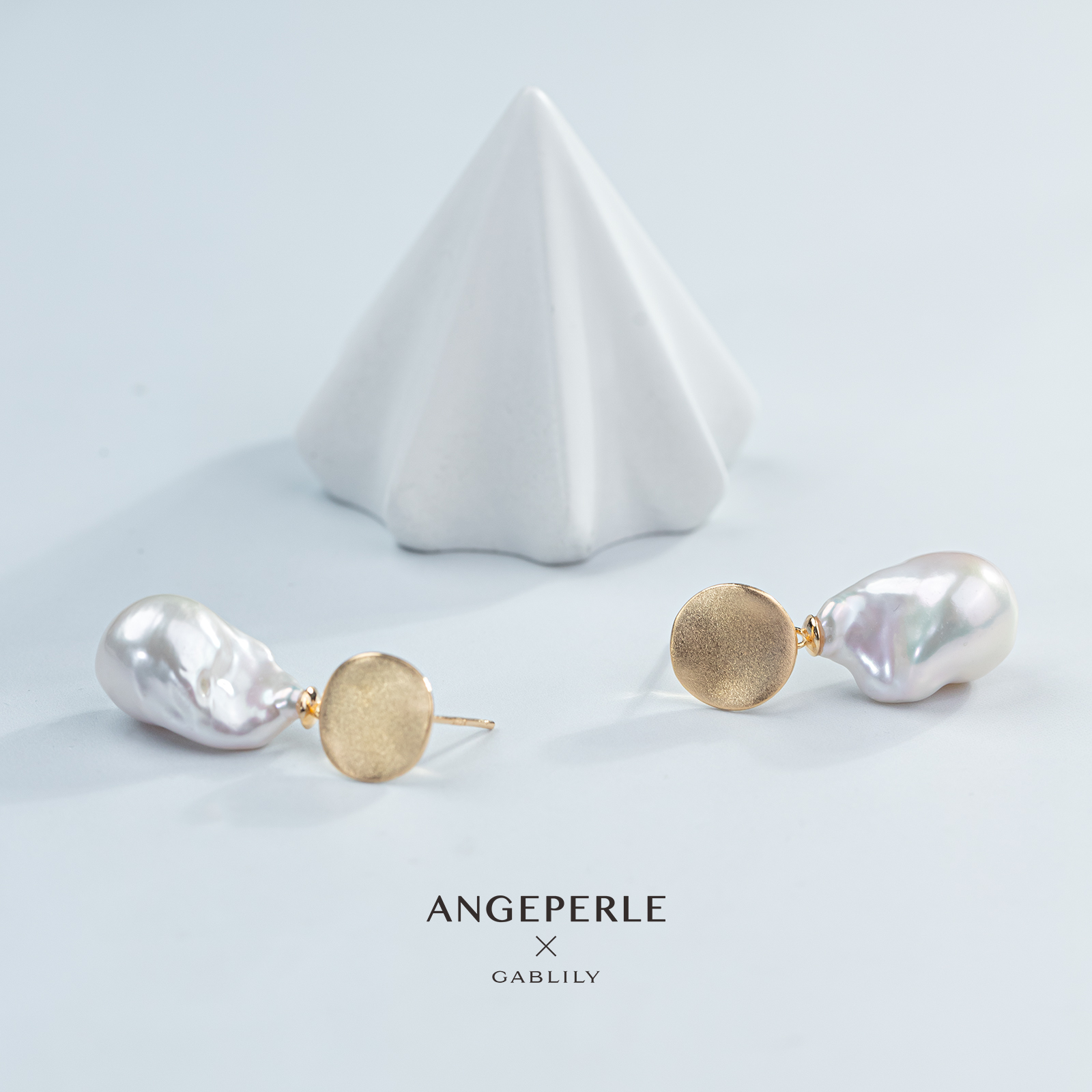 ANGEPERLE/天使之泪淡水珍珠异形巴洛克耳饰S925银12-15mm