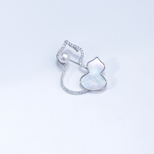 ANGEPERLE/天使之泪淡水珍珠时尚潮流葫芦胸针7-8mm