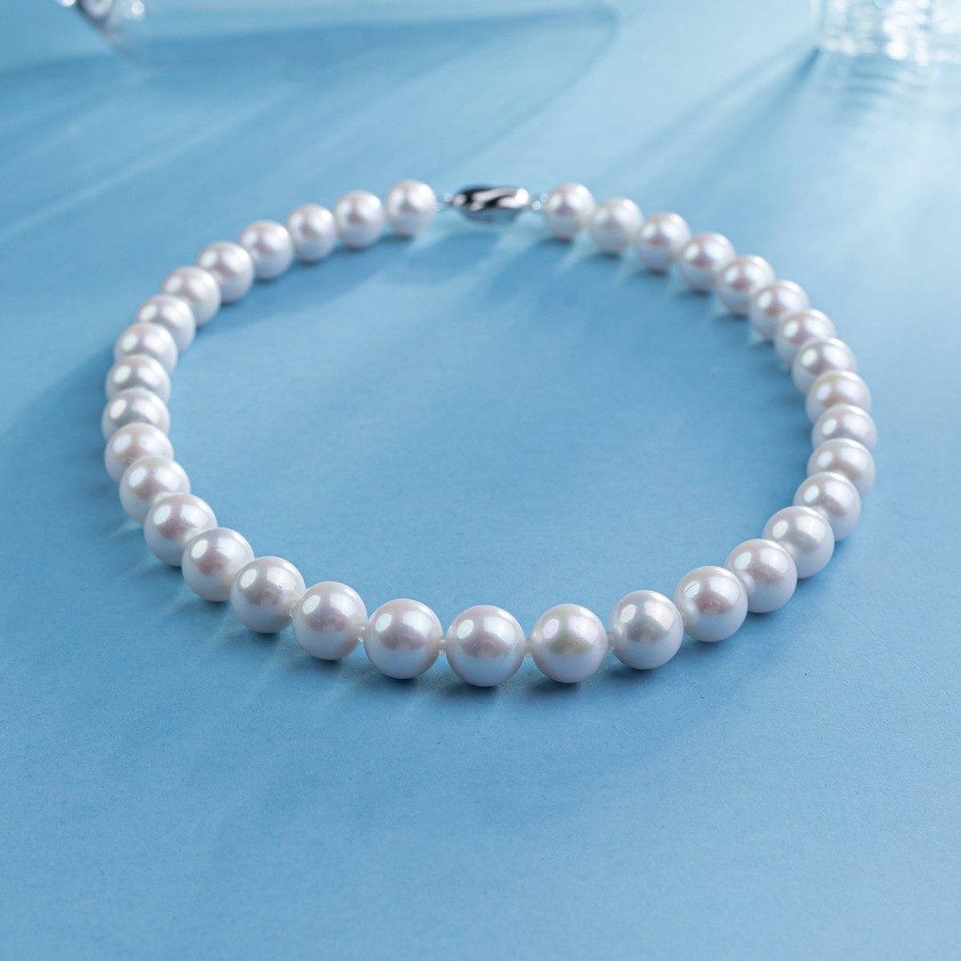 ANGEPERLE/天使之泪淡水珍珠珈白丽项链时尚妈妈链S925银11-13mm