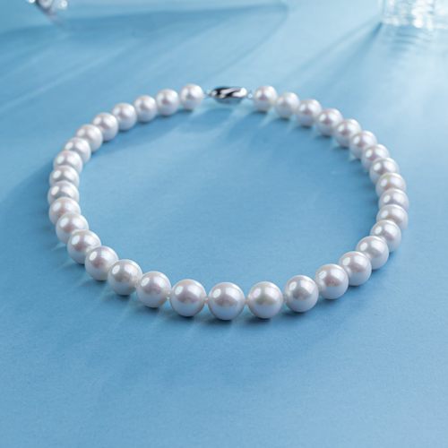 ANGEPERLE/天使之泪淡水珍珠珈白丽项链时尚妈妈链S925银11-13mm