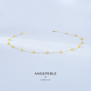 ANGEPERLE/天使之泪海水珍珠Akoya奶油金18K金‘浮光跃金’项链