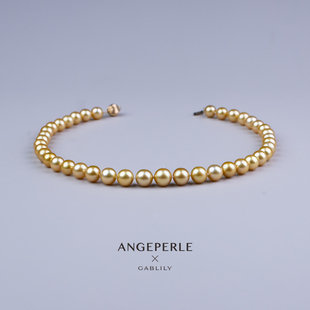 ANGEPERLE/天使之泪海水珍珠时尚百搭金珠项链9-12mm