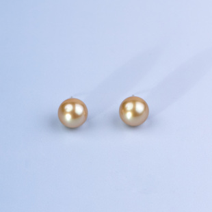 ANGEPERLE/天使之泪海水珍珠金珠耳钉18K金耳饰时尚高级11-12mm