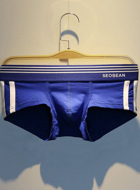 两条装男士内裤纯棉平角裤低腰透气个性潮青年运动男生四角短裤头