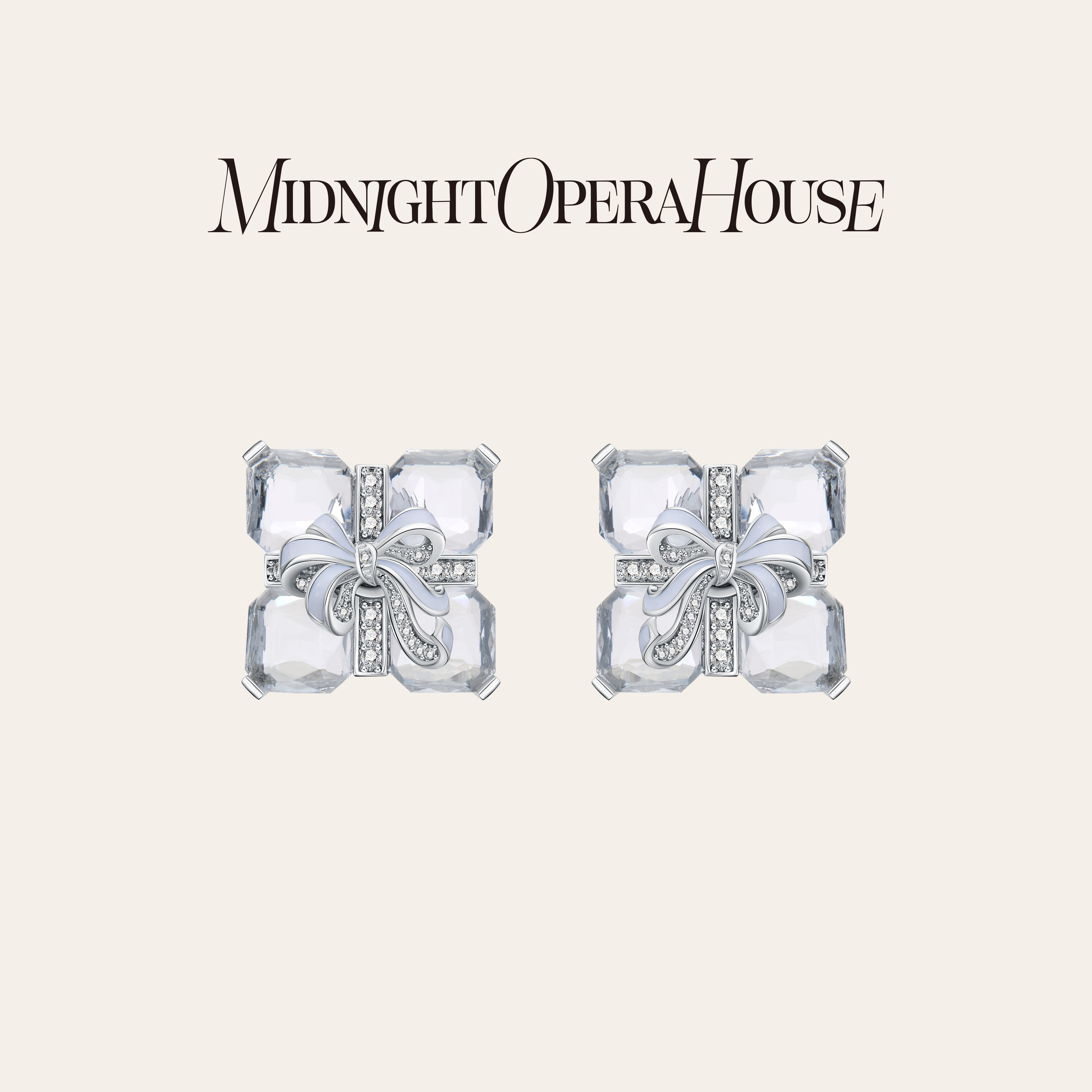 【刘浩存同款】MOH ICON·水晶珐琅缎带耳环方形精致耳饰礼物