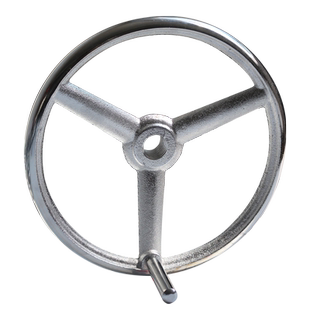 内螺纹孔铸铁手轮圆形机床三辐条螺丝孔手摇轮镀铬带手柄工厂定制