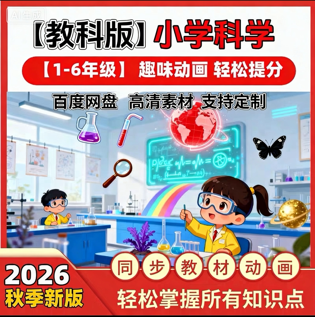 2026新版教科版小学科学动画视频一二三四五六年级动漫电子版素材