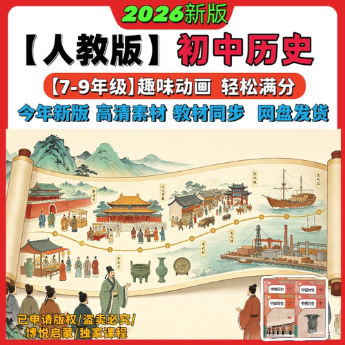 2026新人教版部编版初中历史动画视频动漫七八九年级高清素材