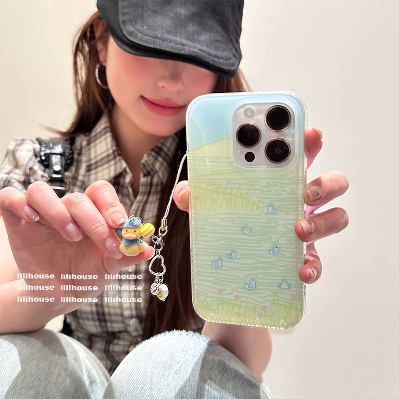 韩国ins清新春日少女可爱春游小鸭15适用16pro苹果16ProMax手机壳iPhone16全包14新款14Pro保护套女