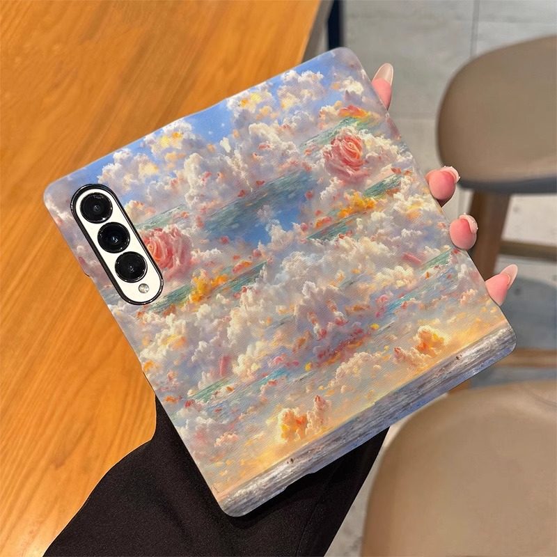 三星zfold6手机壳皮质海上生花