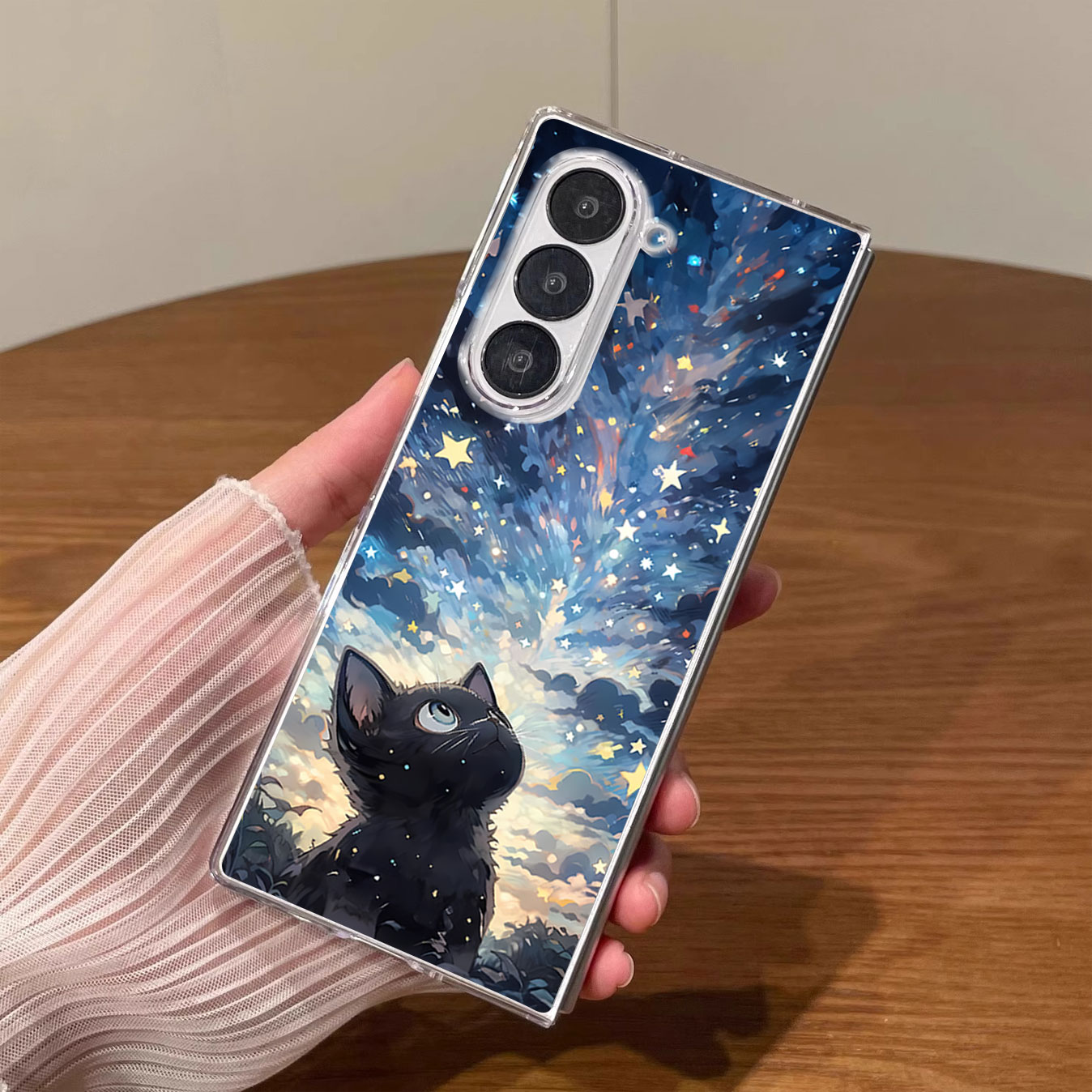 三星zfold6手机壳星空黑色猫咪