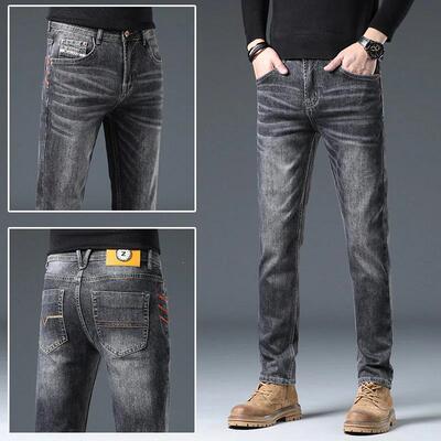 远山黛小钱k风秋冬牛仔裤男小直筒修身百搭潮流男装修身直筒男裤