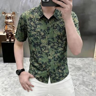 翰世服饰3森习雅衫夏季限定轻奢复古印花衬衫冰丝垂感透气上衣