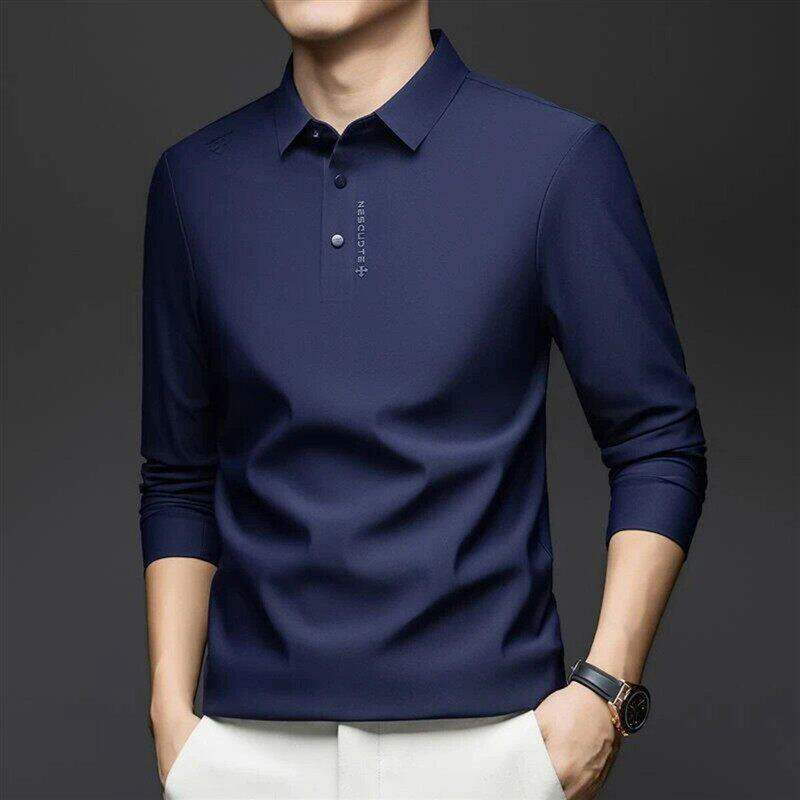 3隐泉水榭y新款印花款男士t恤长袖秋季高品质男装休闲翻领polo