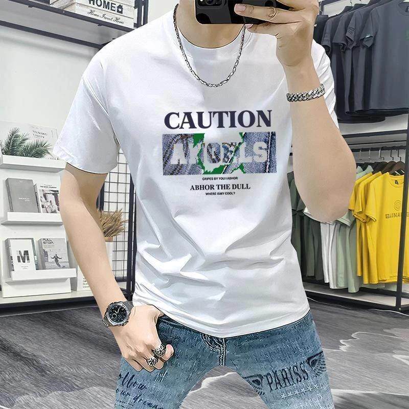 牧梵精品服饰1男士新款百搭短袖t恤夏季潮流时尚印花圆领半袖