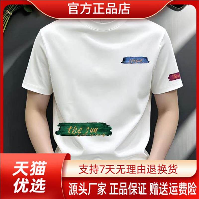 枫善服饰夏季新款英文爆款潮流短袖T恤休闲修身正肩轻奢圆领半袖