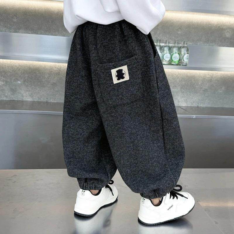 麦凯伦Umi儿童加绒裤子秋冬季男女童弯刀裤韩版中小童加厚休闲百5