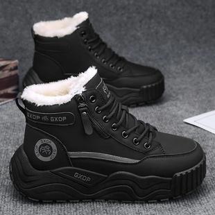 富安严选带你男鞋冬季加绒棉鞋户外登山英伦防寒雪地靴厚底马丁靴