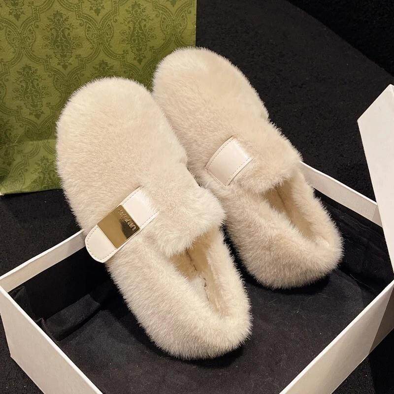 觅华轻奢女鞋企业店平底包头毛毛拖鞋女外穿新T款秋冬高级感一脚,女鞋,毛毛鞋,淘宝优惠券,粉丝福利购,淘宝优惠卷