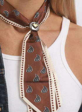 秋冬文艺复古布艺印花波点丝巾配