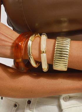 跨境外贸热销小众树脂竹节弹力手