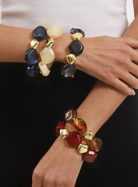 跨境秋冬个性ccb弹力手串ins风撞