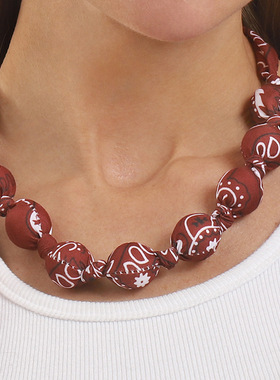 时尚个性花纹随机项链丝巾包珠不