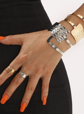 几何线条镂空开口手镯戒指不规则