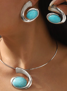 跨境外贸波西米亚夸张潮流松石吊