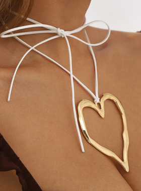 欧美夸张不规则镂空爱心项链夏季