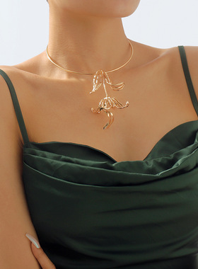 N11271欧美性感几何花卉吊坠项圈