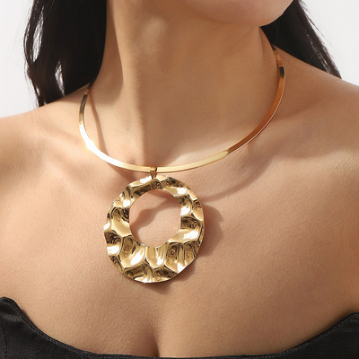 欧美金属风小众个性几何褶皱吊坠