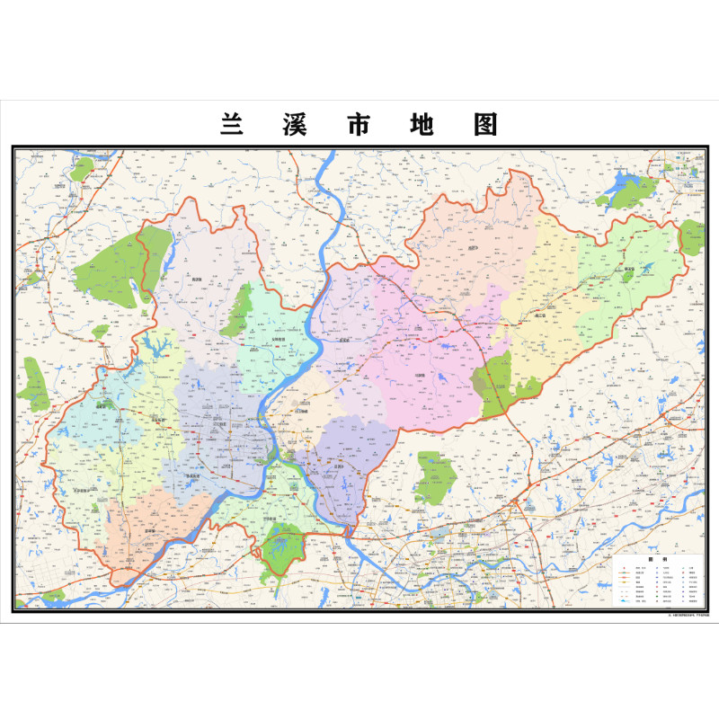 金华兰溪市地图2023年行政区划市区主城区街道交通地图图片素材