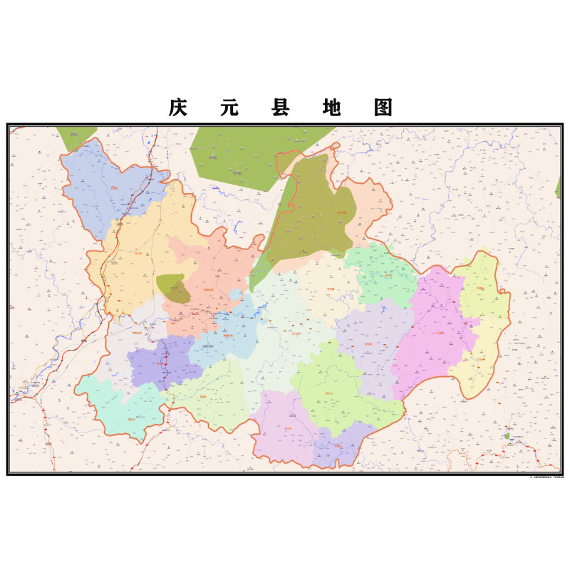 丽水市庆元县地图2023年行政区划市区主城区街道交通地图图片素材
