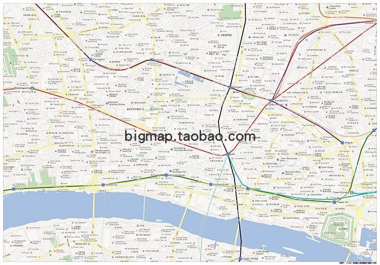 英国伦敦市city of london地图 高清定制移民外贸旅游公司旅行社