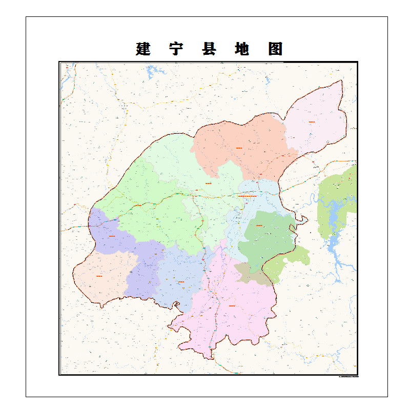 三明市建宁县地图2023年行政区划市区主城区街道交通地图图片素材