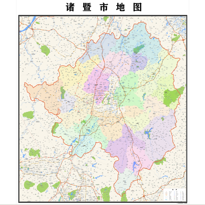 绍兴诸暨市地图2023年行政区划市区主城区街道交通地图图片素材
