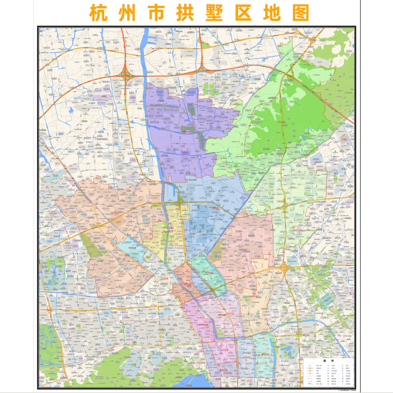杭州市拱墅区地图2023年行政区划市区主城区街道交通地图图片素材