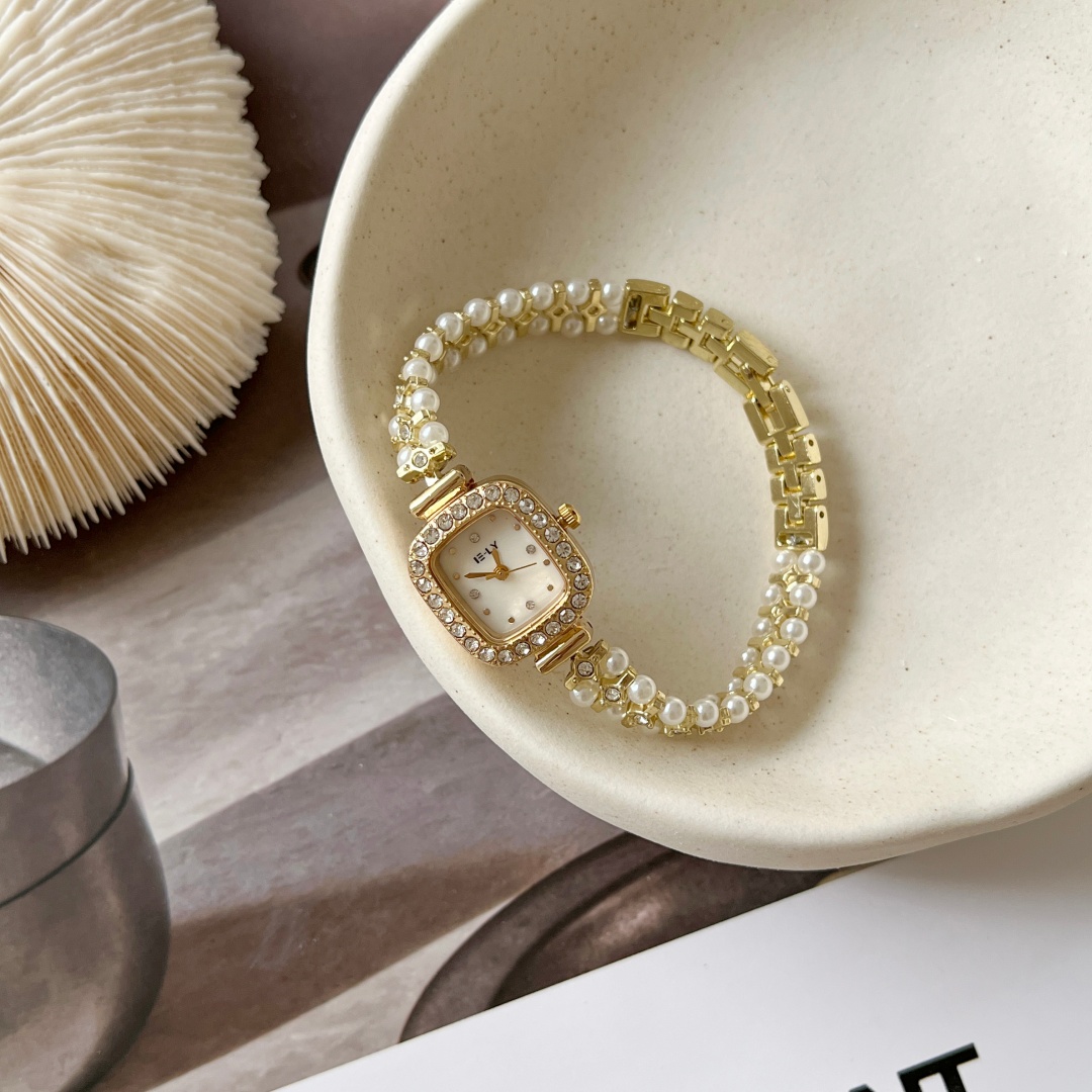 贝母方形手表女款学生小金表