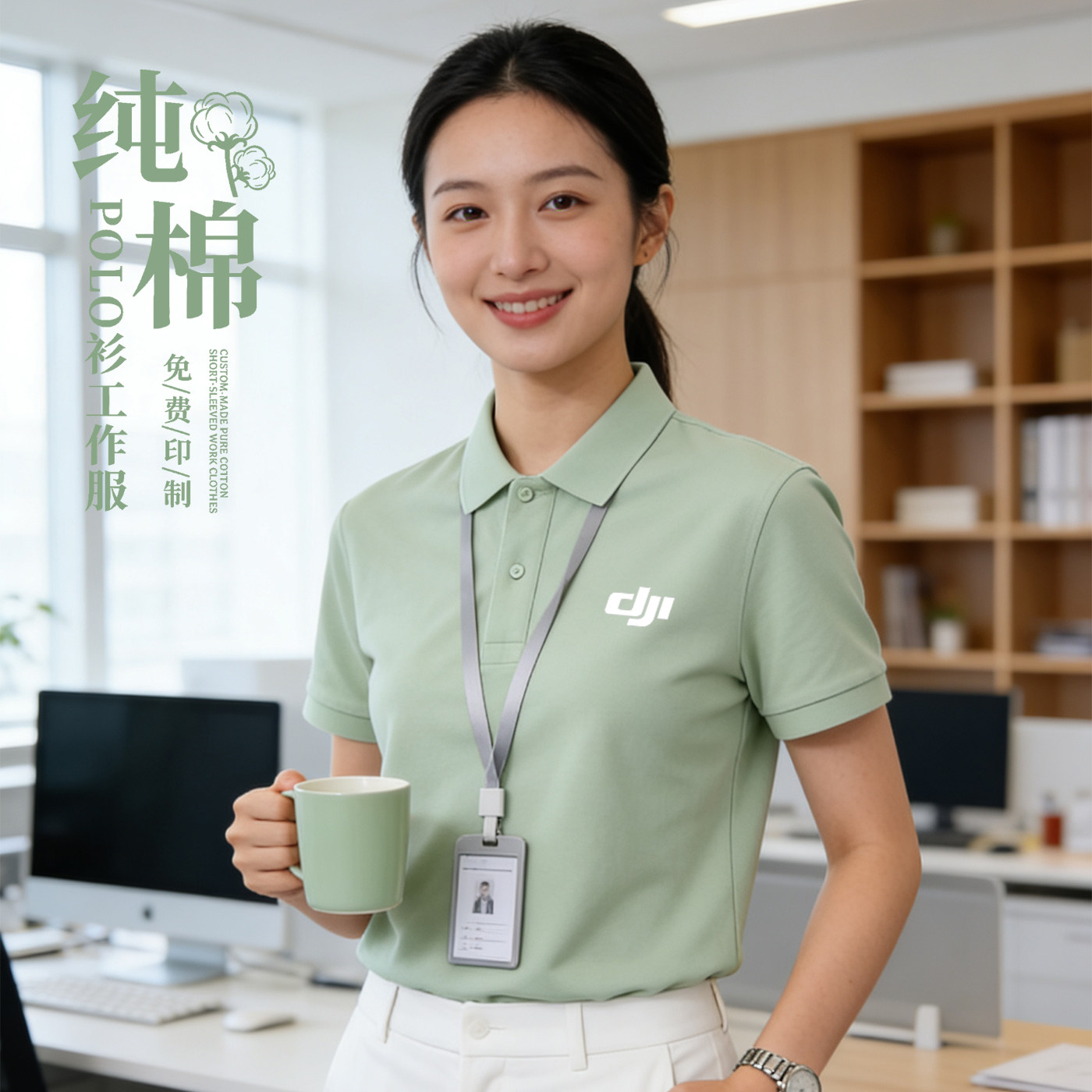 真纯棉翻领POLO衫定制印LOGO刺绣
