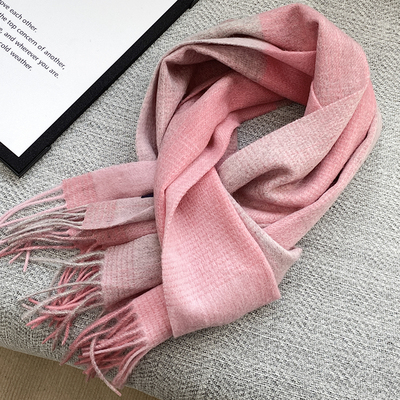 澳洲100%羊毛围巾秋冬情侣学生百搭保粉白色围脖女生日礼物