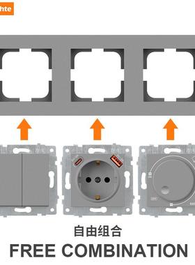 二16A灰色80USBc德规-俄罗斯欧标3Atype电源插座型圆孔墙壁插座